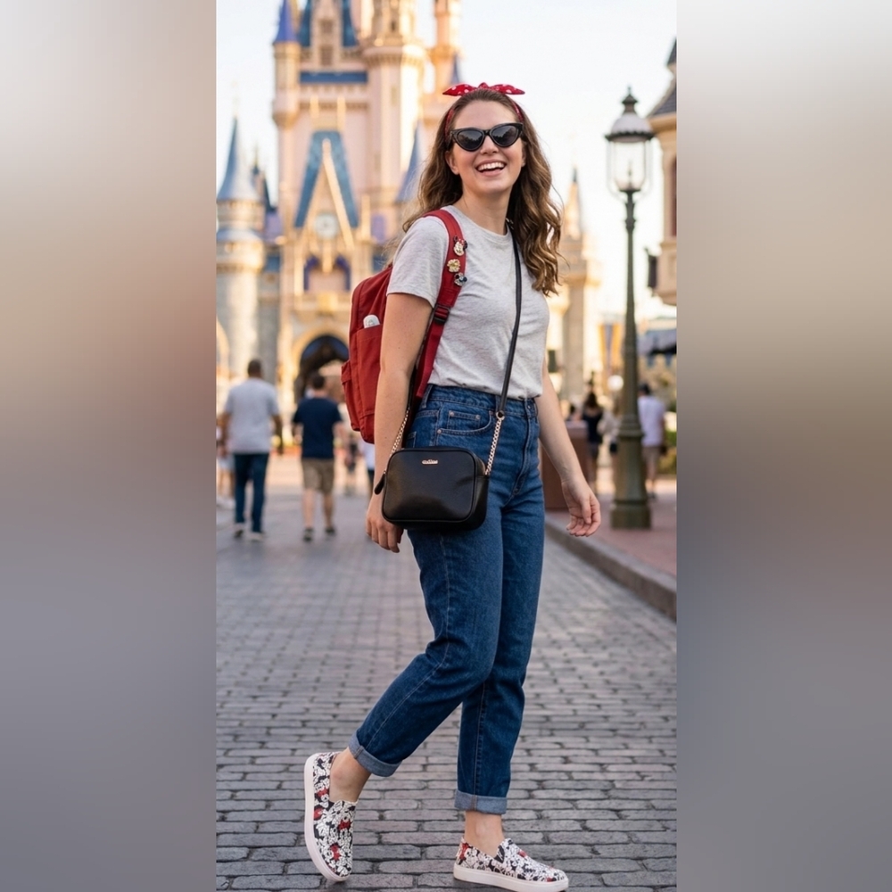 CROCS Disney //Minnie Mouse Graphic Slip-On Sneakers - White, Black &Red